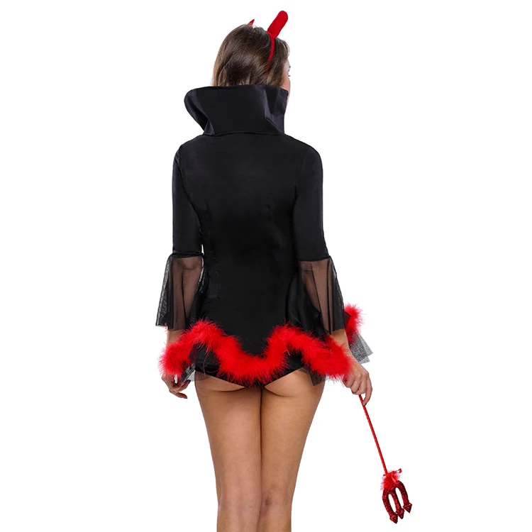
Wholesale Custom Miss Iblis Devil Lace Up Dress Sexy Costume Halloween Plus Size 