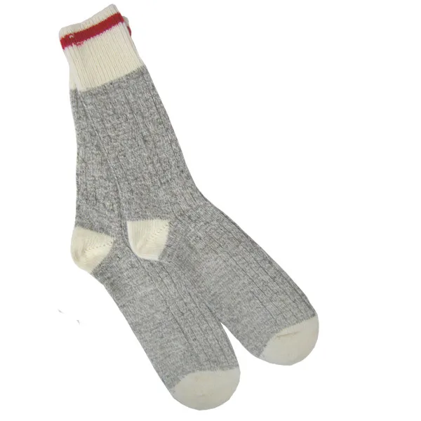 sublimation thermal gray red stripe crew business boot women work thick wool socks