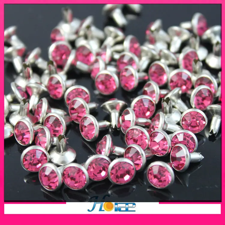 8mm rose color open-end crystal diamond rhinestone rivets for leather