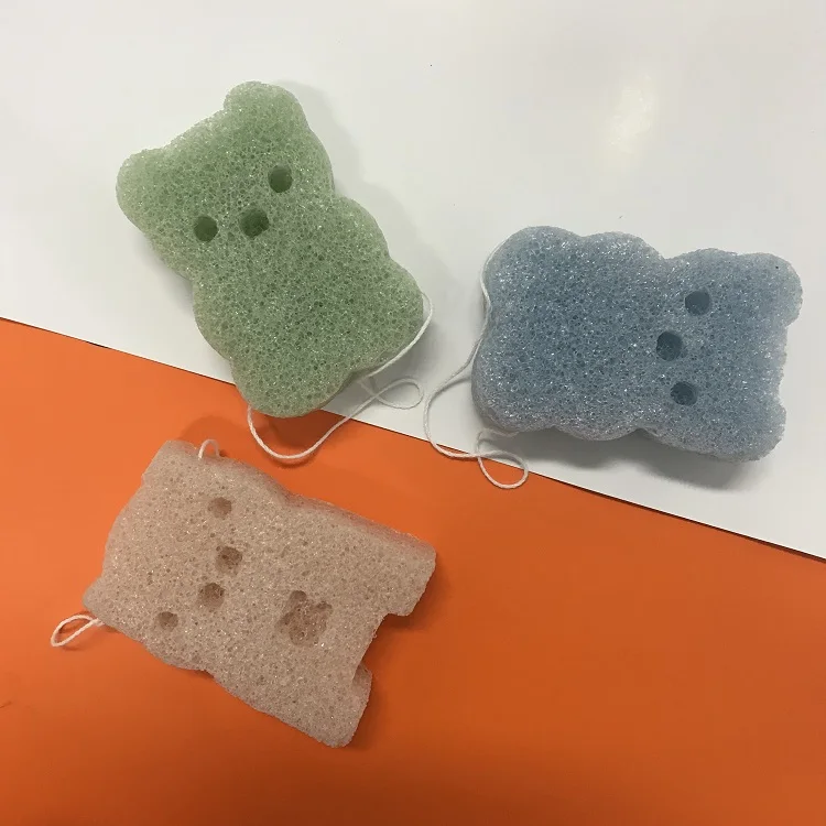 Разноцветная губка konjac в форме медведя индивидуальная упаковка детская