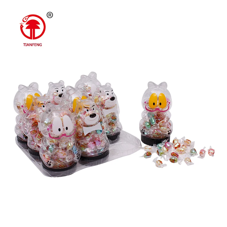 Fruit animal shape jelly candy in animal shaped wrapper jelly beans shiny candy jar with cat and bear