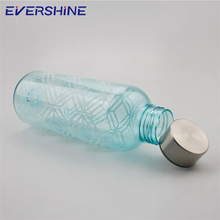Wholesale 24oz AS transparent plastic transparent  sport water bottle with metal cap