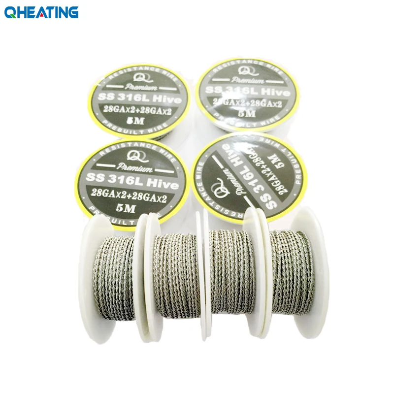 Huge vaping Vapor Premade wire hive coils SS316L Clapton hive wire 5M/roll 28ga/30ga*2 wrapped 28ga/30ga*2 OEM Available