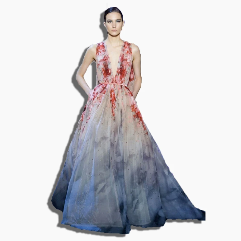 HIGH QUALITY New 2015 Summer Fashion Runway Maxi Dress Women s Sleeveless V neck Charming Floral