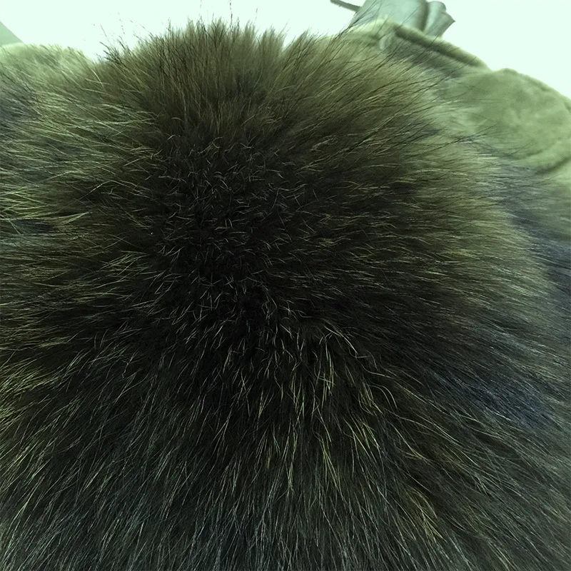 Women luxury leather jackets real fox raccoon fur overcoat big fur collar winter jackets