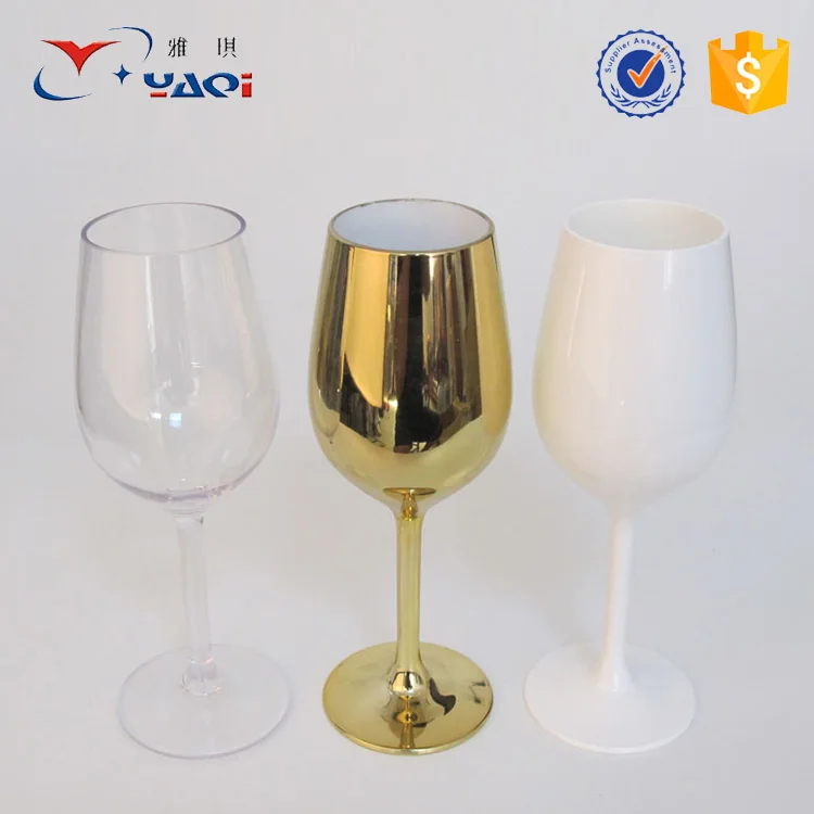 Stocked cheap acrylic plastic champagne flutes gold wholesale
