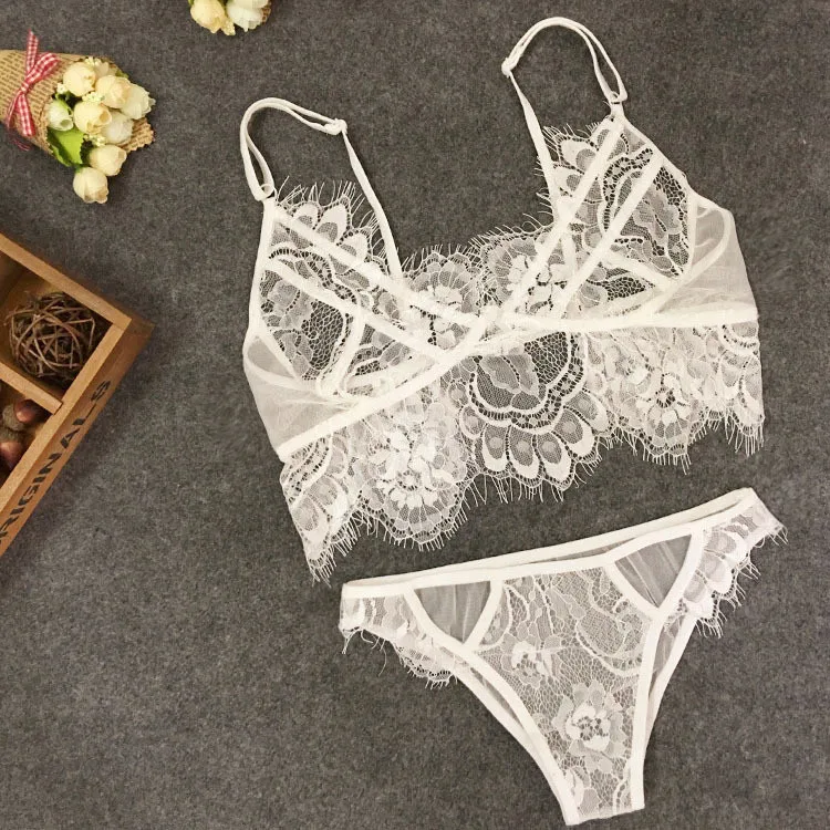 Sexy Transparent Wearing Lace Underwear for Women Lingerie Set