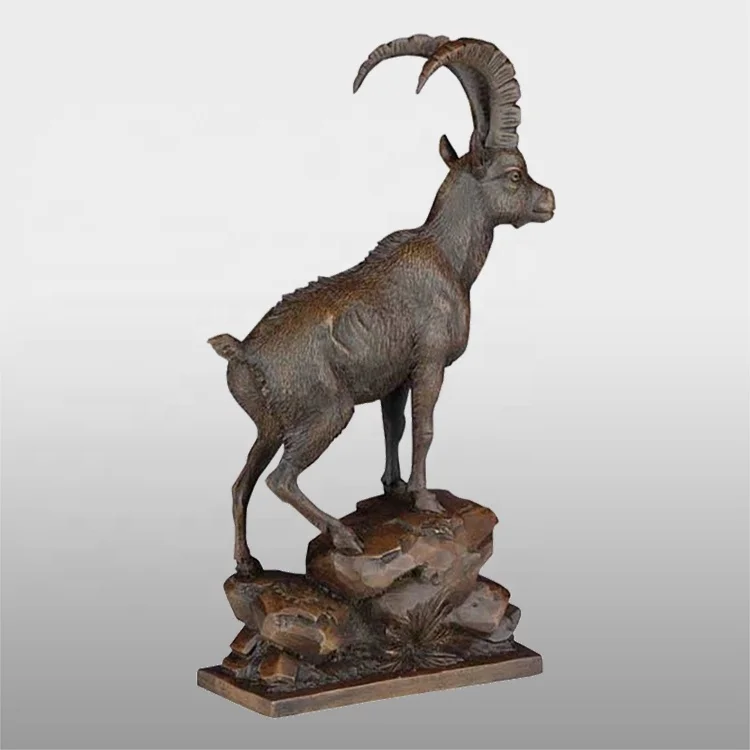 Life size animal bronze antelope sculpture big horn sheep statue for garden