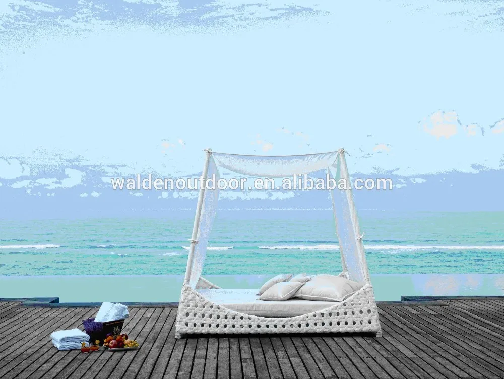 Белая мебель из ротанга водонепроницаемый открытый плетеная кушетка ( DH-9578 )