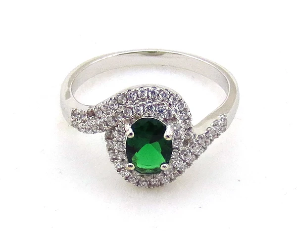 Green Stone Ring Designs for Women Silver Jewelry Customized Mascot Zircon Wedding Bands or Rings AAA CZ 925 Sterling Silver