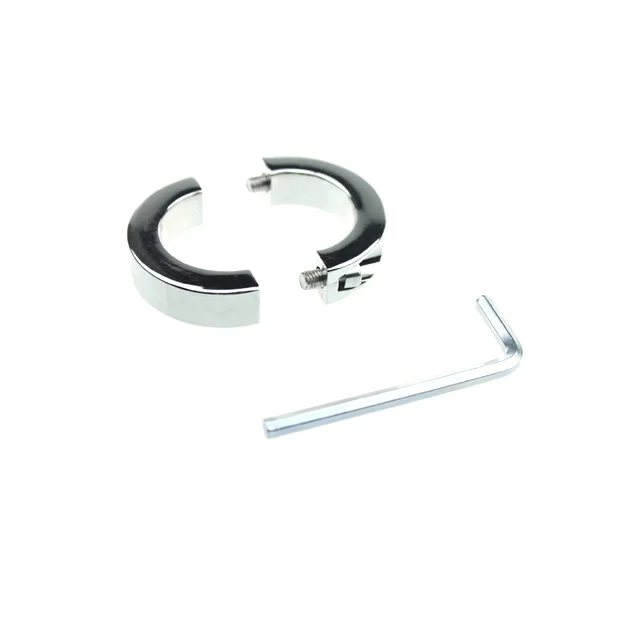Stainless Steel Hinged Ball Stretcher Weights Delayed Ejaculation Cock Ring