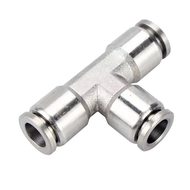 SSPE6 6mm high temperature union tee pneumatic SS316 SS304 INOX stainless steel pipe push in fittings for Chemical