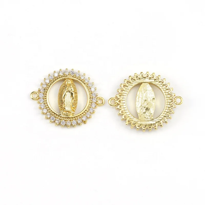 CZ Micro Pave Christian Charms Virgin Mary Connectors Pendant For Bracelet Or Necklace Jewelry Making
