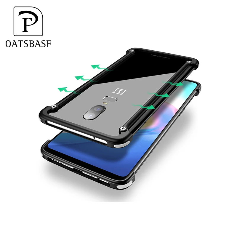 Горячие продаж пользовательские с воздушной подушке алюминиевый металлической крышкой телефон чехол для One Plus 6