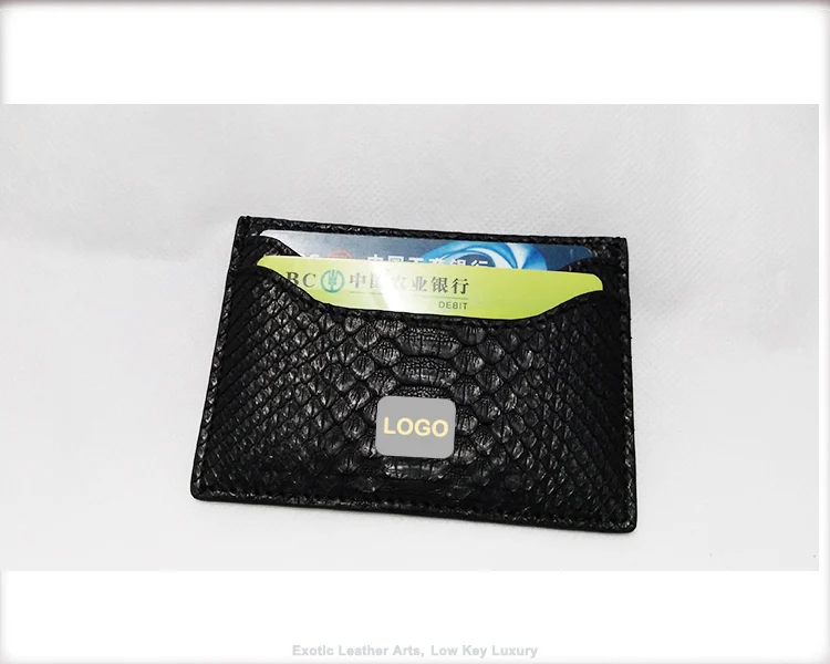 Unique design exotic real python skin leather card wallet holder black