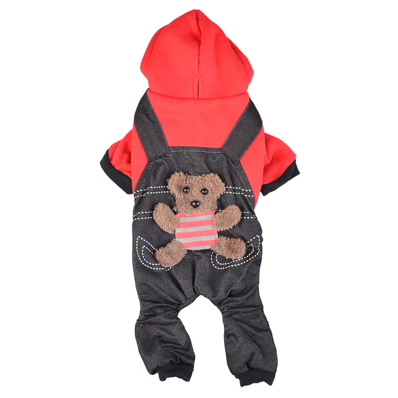 JY446 classical clothing little bear pet dog striped jeans overalls