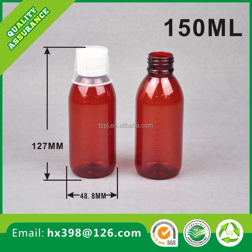 150 мл пластиковые жидкости медицины бутылки с небольшими measuing чашки