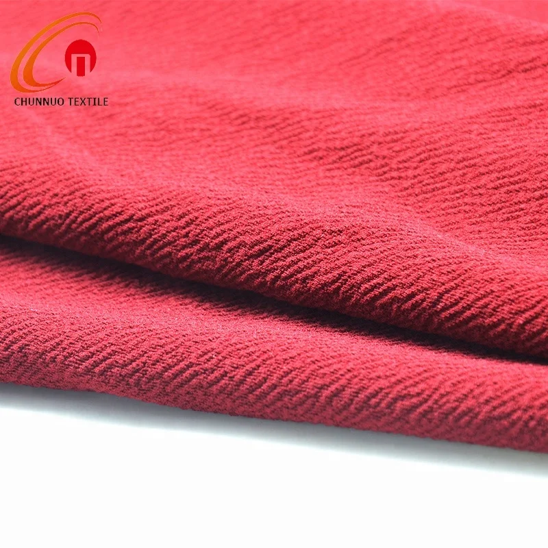 Textiles Solid Dyed 95%Polyester 5%spandex Interlock Moss crepe Knitted Jersey Fabric for Women Dress
