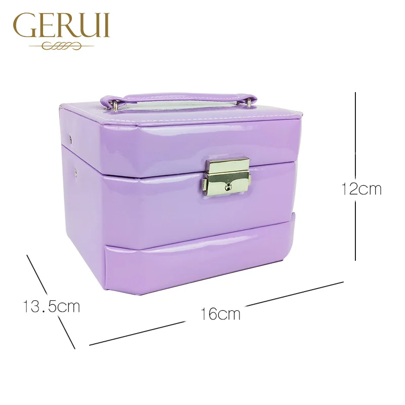 Customized Faux Leather Purple Jewelry Box With Small Mini Safe Case Jewelry Ring Box