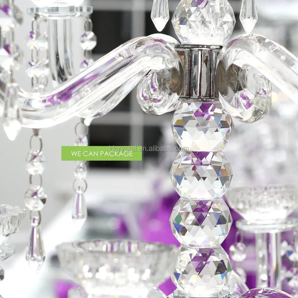 wholesale clear wedding crystal candelabra glass candle holder for table centerpiece