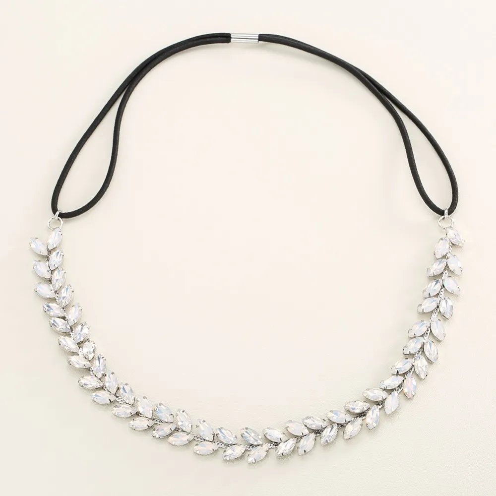 Свадебная повязка на голову со стразами, Посеребренная лоза для волос для невесты, эластичные повязки для волос для девочек