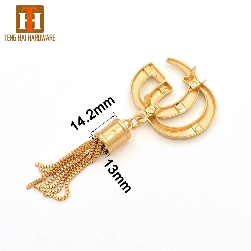 Hot sales hanging logo fashion handbag accessories metal tassels for making purses