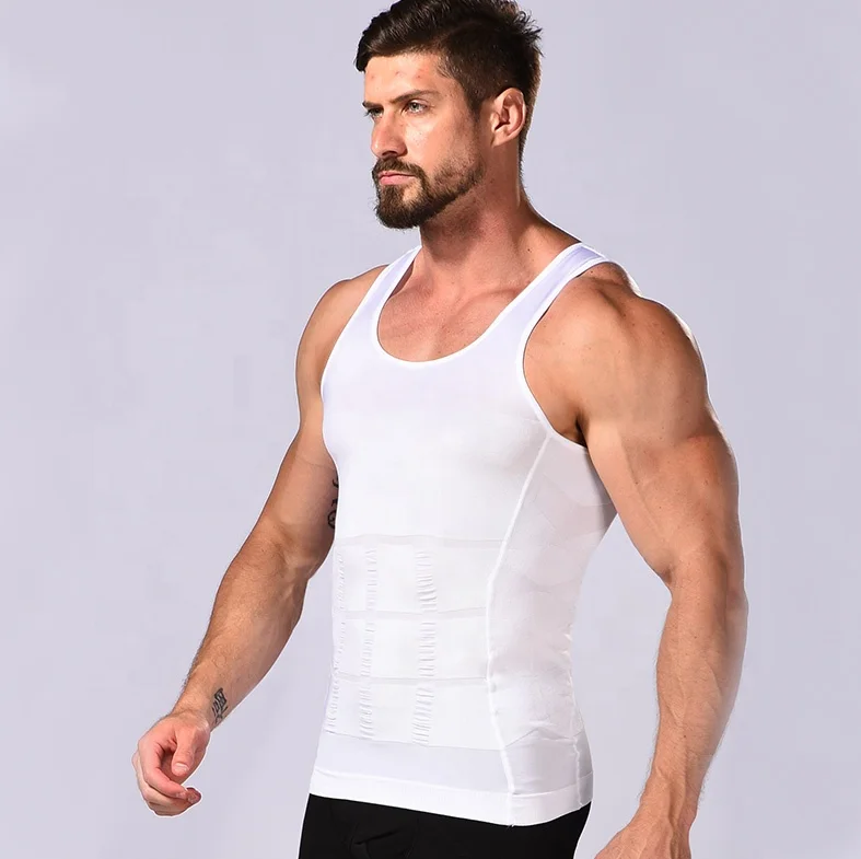 Polyamide elastane slim lift mens slimming undershirt body shaper vest  man shapers