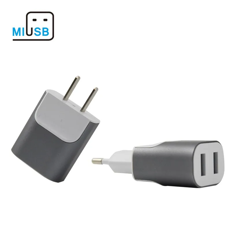 
2019 trending Consumer electronics 2.1A aluminum dual port usb wall plug travel charger 