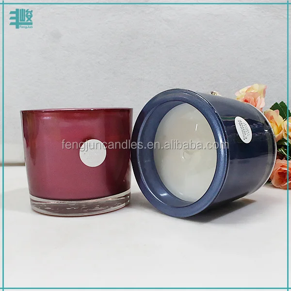 FJ-GB009Box metal effect silver color glass jar candle scents wholesale private candle labels with candle wick cotton yarn