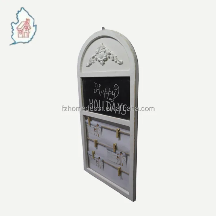Window Frame Shape Wall Blackboard Black Board with Wood Clips to Hold the Pictures