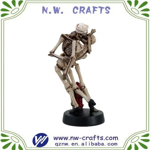 Antique halloween resin grimoire owl skeleton figurine ornament for decor