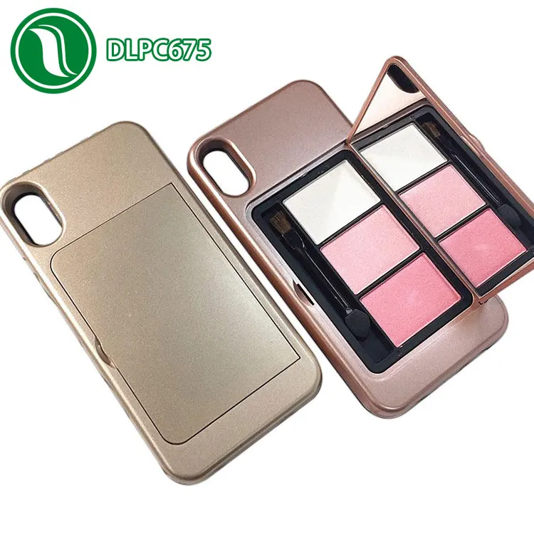 Factory Newest PC+ Silicone Creative Product Cosmetics Palette Phone Case with Makeup Mirror for iPhone X 6S 7 8plus