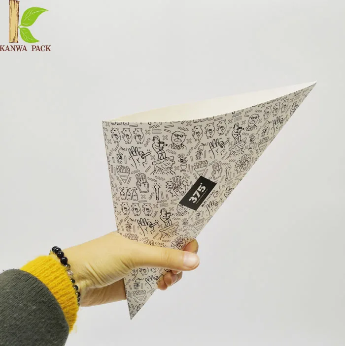 fancy biodegradable new style food grade paper packaging disposable paper cone fries paper cone