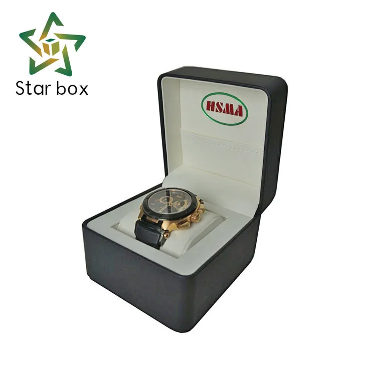 Factory Supply customized watch gift packaging box China made watch display case PU leather round edge plastic wrist watch box