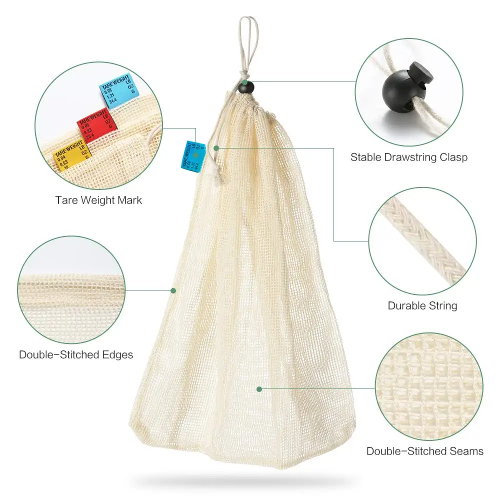 Organic Cotton mesh bags for marketing use Ultra Fine Cheesecloth for Cooking - Tea Fruit Juice Cotton Mesh Strain Filter Bag(Si