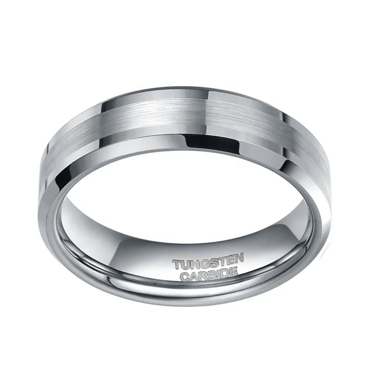 Guangzhou factory wholesale high quality 8mm domed middle brushed tungsten carbide ring