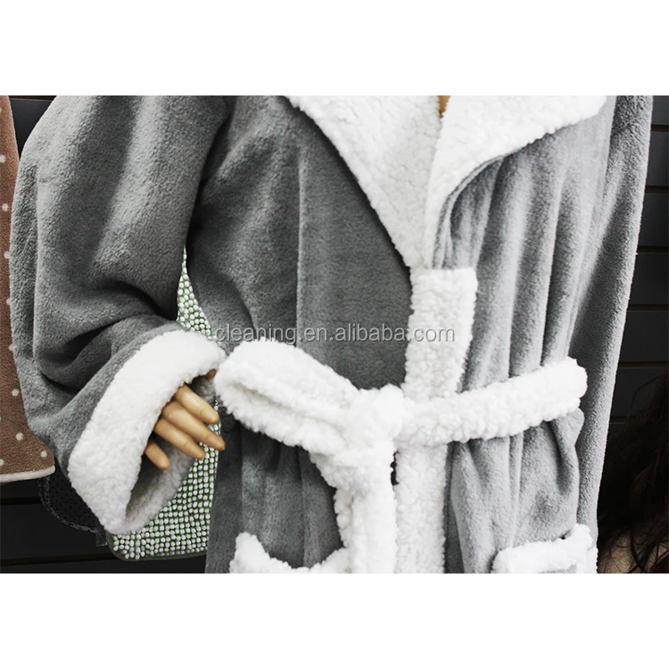 China supplier hood sexy spa 100 polyester luxury stain coral fleece thick women bath robe