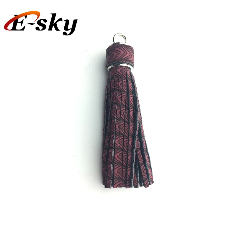 Durable use unique design soft leather tassel leather keychain tassel