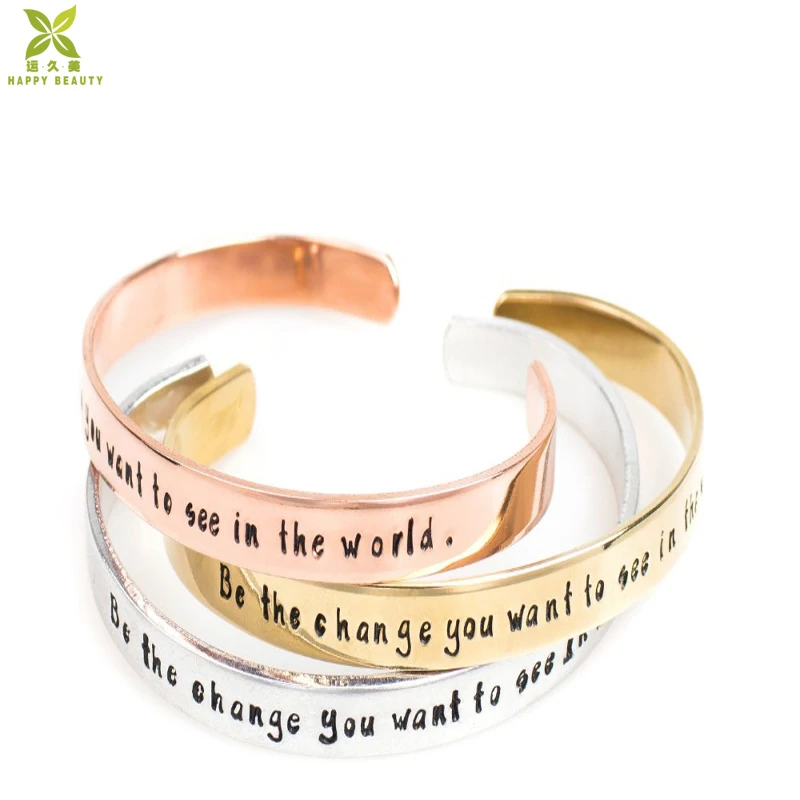 Personalized engraved stainless steel jewelry cuff bangle bracelet