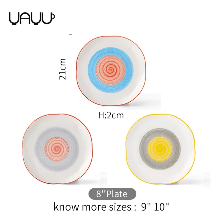 Hand painting porcelain ceramic plates decoration fruit porcelain flat plate for gift