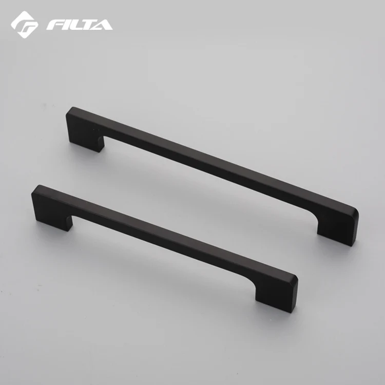 Black Cabinet Handle Square Furniture Hardware Stainless Steel Kitchen Door Knobs Cupboard Wardrobe Drawer Pulls