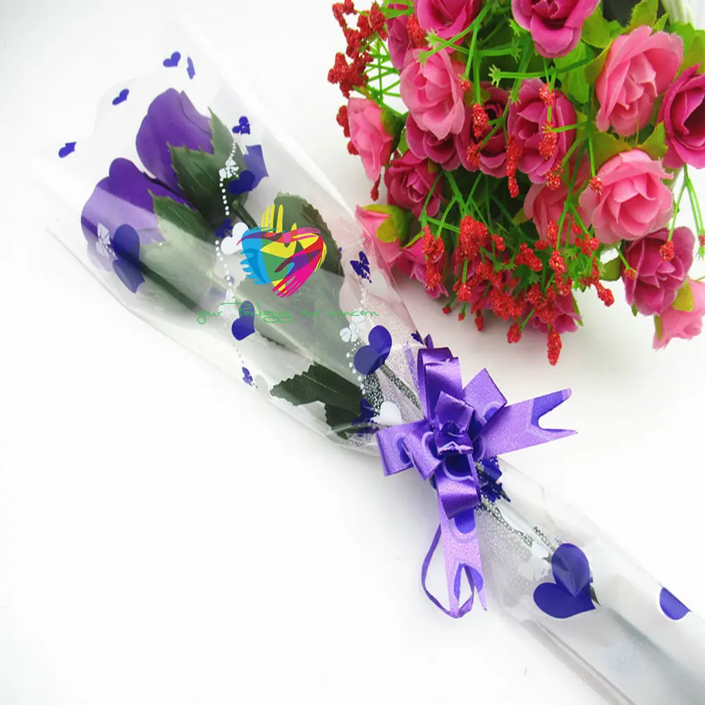 
Custom printed OPP BOPP flower sleeve bag single rose flower sleeve 