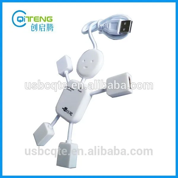 Симпатичные 4 разъём(ов) Hub высокая скорость USB 2.0 гуманоид сплиттер кабель адаптер для портативных пк