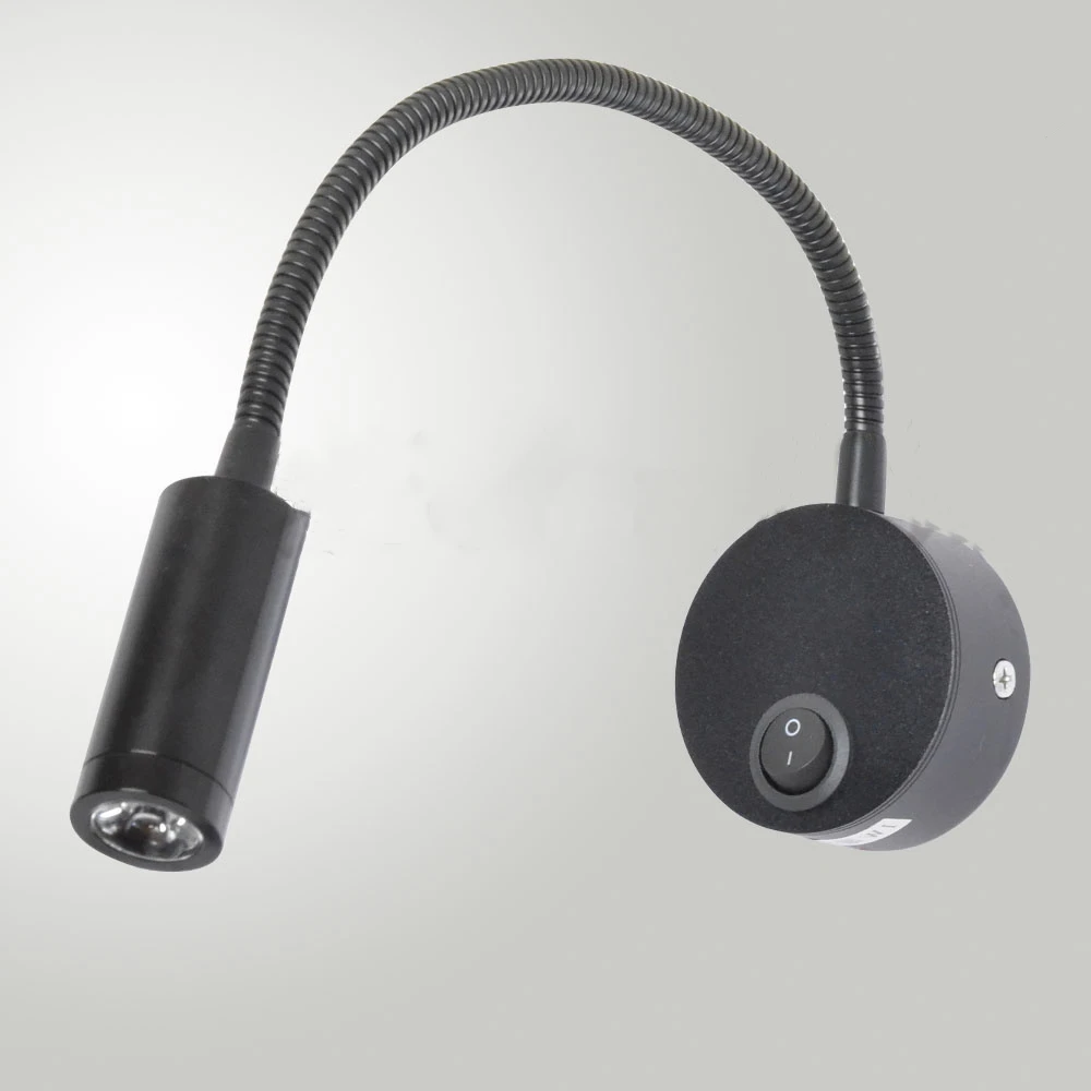 1*3W Flexible Gooseneck LED Reading Lamp Bedside Wall Light with Switch