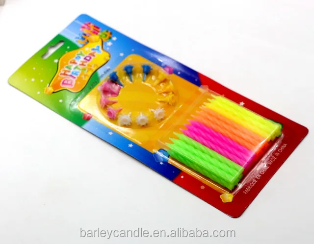 China Candle Factory Made Paraffin Fluorescent Spiral Cake Decorative Candles For Birthday Parties colorful cake candles