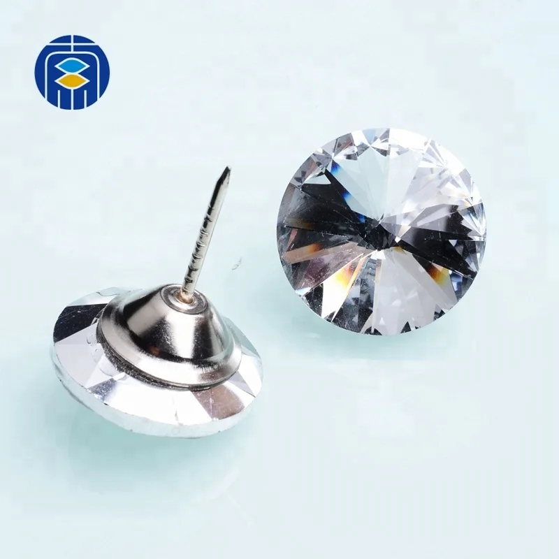 Yiwu Wholesale Glass Nail Buttons Furniture Upholstery Crystal Button With Nail