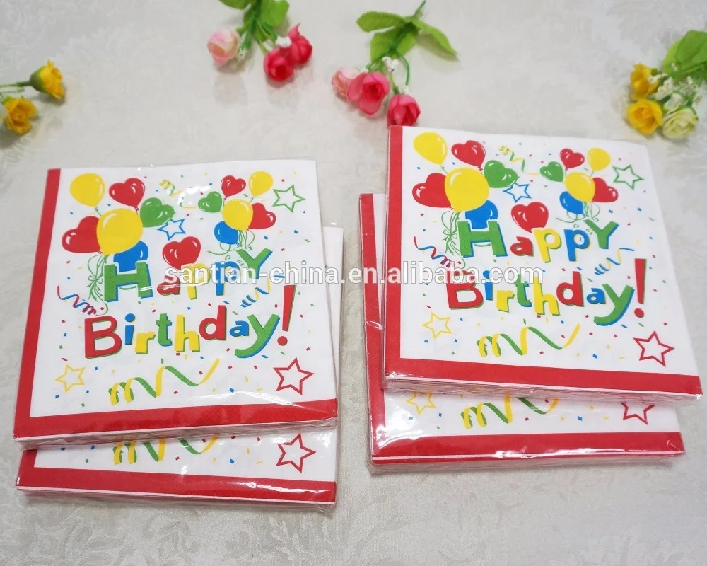 Custom Designed 2-3ply Folded Paper Napkins 20 Pcs/pack OEM ODM Birthday Party Supplies Cocktail Serviettes