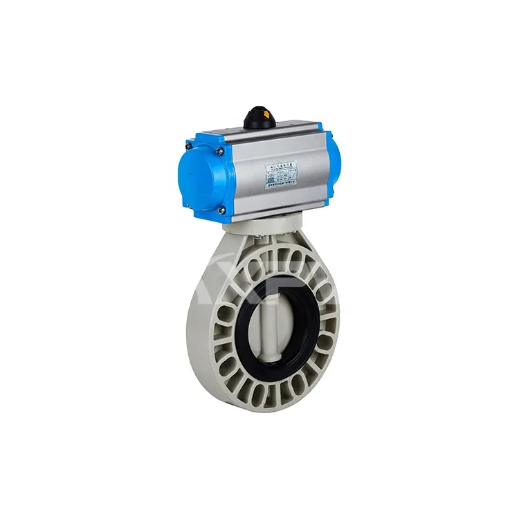Custom 1 Inch Elastic Seated Plastic PPH Pneumatic Control Double Flange Butterfly Valve
