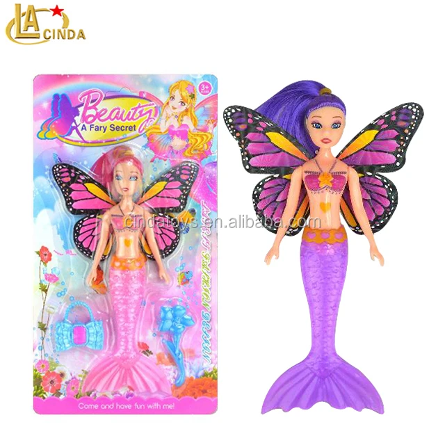 8inch Mermaid with wings plastic toys Fashion girl  doll for sale