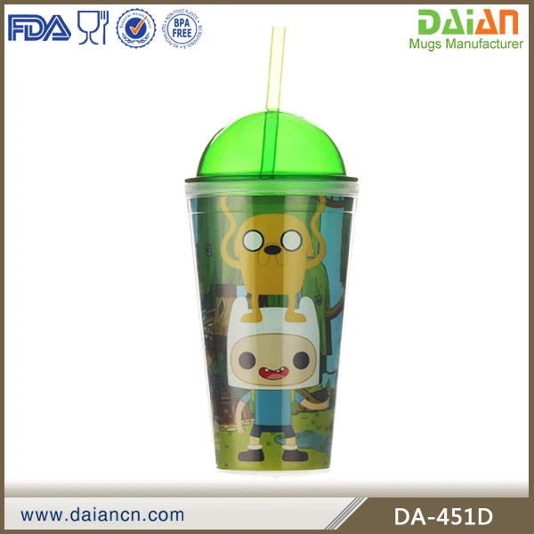 Красочная двойная стена блестящая вставка тумблер с соломой